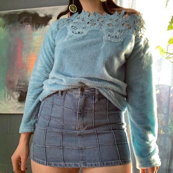Unbranded Tops - Fuzzy Baby Blue Sweater
